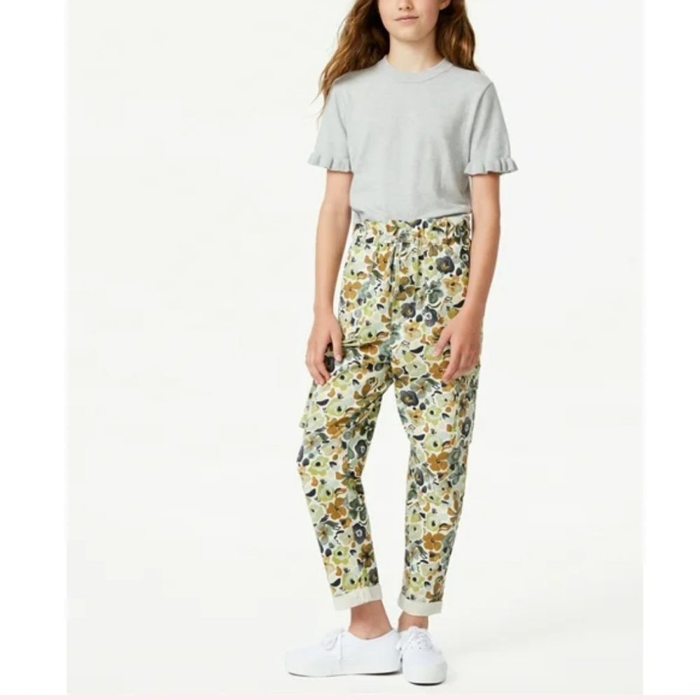 Free Assembly Girls Paperbag Cargo Pants Floral Camo Print Size XXL Girls